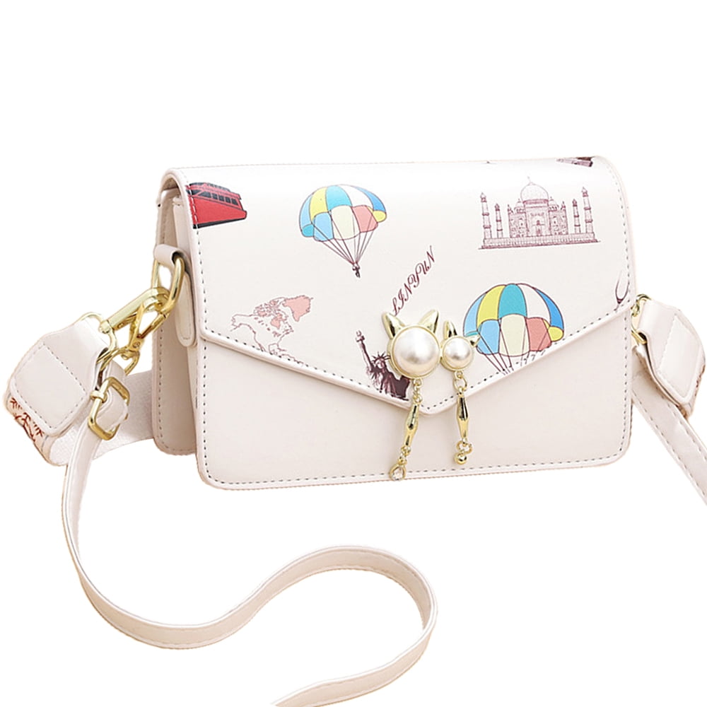 Small Crossbody Bag purse for Women,leather Shoulder handbag with  Adjustable Strap,White，G140289