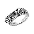 thumbnail image 2 of 925 Sterling Silver Oxidized Platinum Plated Floral Statement Women Valentines Day Gifts Ring, 2 of 4