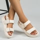 thumbnail image 5 of Sandalias planas de mujer cómodas sandalias de cuero con punta abierta ajustables para vacaciones, 5 of 6