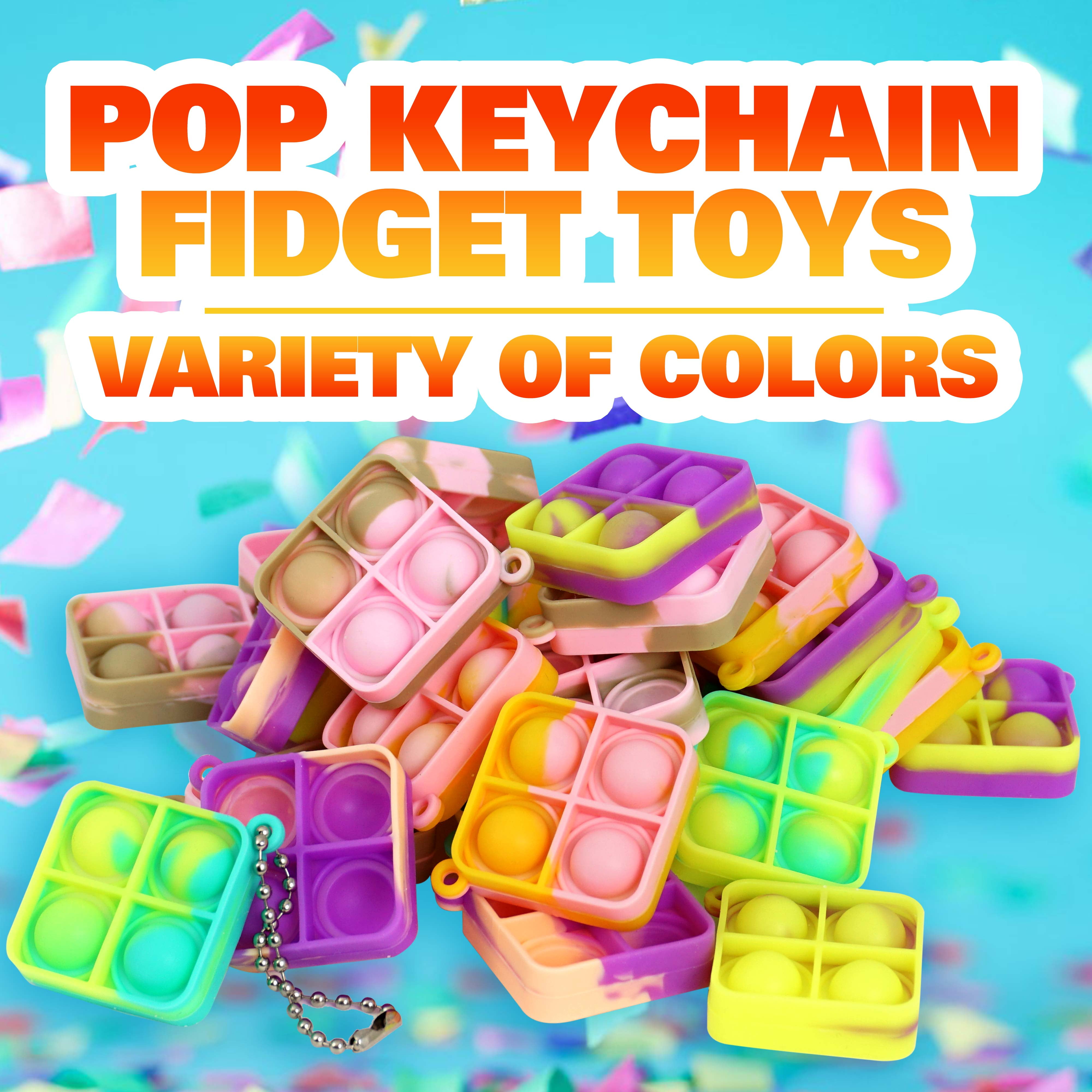 60 Pack Square Mini Pop Its Fidget Toys Kids Party Favors, Pop It Keychain For Kids, Fidget Toys Party Favors For Kids 3-12, Goodie Bag Stuffers, Fidgets for Classroom Prizes, Sensory Fidget Toys
