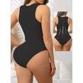 thumbnail image 5 of Athlemo Sleeveless Bodysuits for Women Slim Fitted Square Neck Ribbed Knit Going Out Bodysuit Tops, 5 of 8