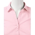 thumbnail image 4 of DOUBLJU Women's Slim Fit Plain Classic Short Sleeve Button Down Collar Shirt Blouse, 4 of 5