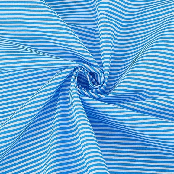 1.09 Yards Stripes Cotton Fabric 63 inch Wide Light Blue White Sewing Stripe Pattern Fabric Cotton Fabric with Strip Mini Clothes Craft Fabric Netherlands Striped Fabric by The Yard