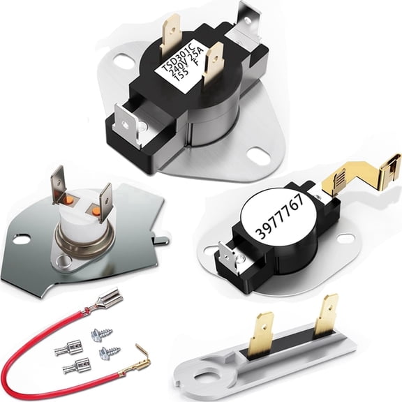 WP3387134 Cycling Thermostat & WP3392519 Dryer Thermal Fuse Kit Compatible with Whirlpool, Maytag & Kenmore Dryers, Includes 3977393 Cut-Off Fuse & WP3977767 High-Limit Thermostat