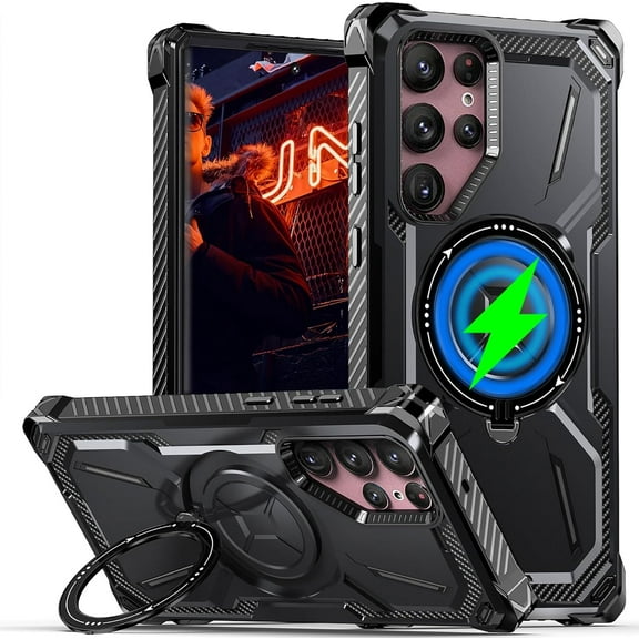 Case for Samsung Galaxy S21 Ultra 5G (Not S21), Heavy Duty Magnetic Stand Cover Rugged Shock Slim Phone Case for Samsung Galaxy S21 Ultra 5G.HJJ-Black