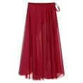 thumbnail image 5 of Kaerm Women Sheer Ballet Wrap Skirts Solid Color Flowy Skirts Lace-up Apron Dance Skirts Burgundy One Size, 5 of 6