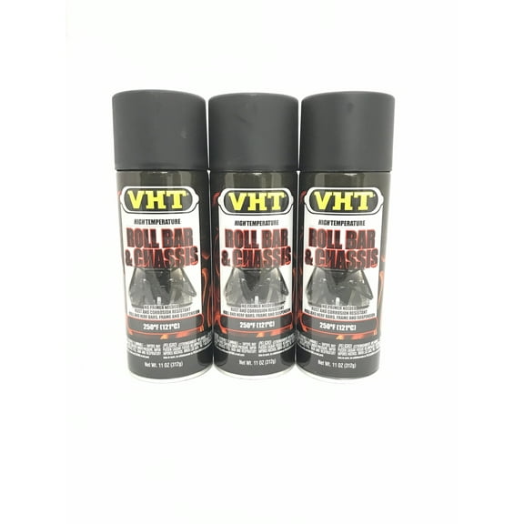 VHT SP671-3 PACK High Temperature SATIN BLACK Roll Bar and Chassis Paint - 11 oz