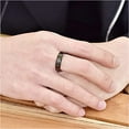 thumbnail image 2 of 6mm Classic Black Tungsten Rings for Men Minimalist Wedding Band with Beveled Edges, 2 of 6