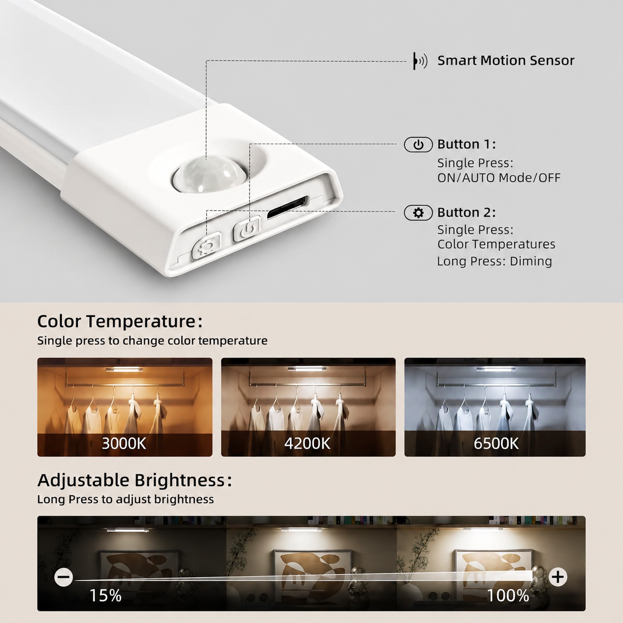 EZVALO Under Cabinet LED Motion Sensor Lights, 3 Pack photo 7