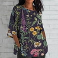 thumbnail image 2 of Womens Blouses Long Sleeve Women's Ladies Fashion Casual Cropped 3/4 Sleeve Printing Cotton Loose Shirt Blouse Top, 2 of 5