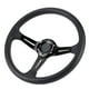 thumbnail image 2 of Volante de coche universal de 14 pulgadas, aleación de aluminio de cuero PU con botón de bocina modificado, color negro Jadeshay A, 2 of 8