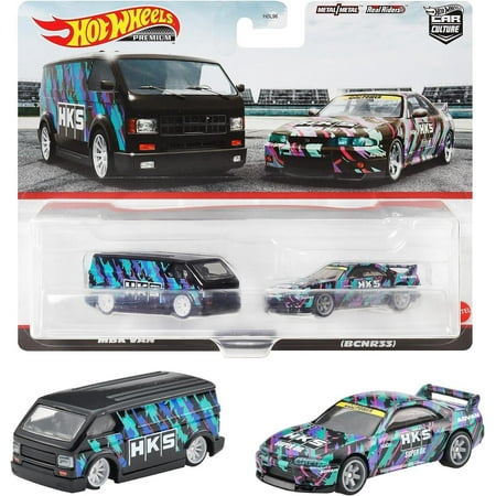 Hot Wheels Premium Car Culture Twin Pack HKS MBK Van & Nissan Skyline GT-R (BCNR33) 1/64 Diecast Car