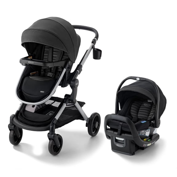 Graco Modes Nest DLX 3-in-1 Travel System, Raven, Black