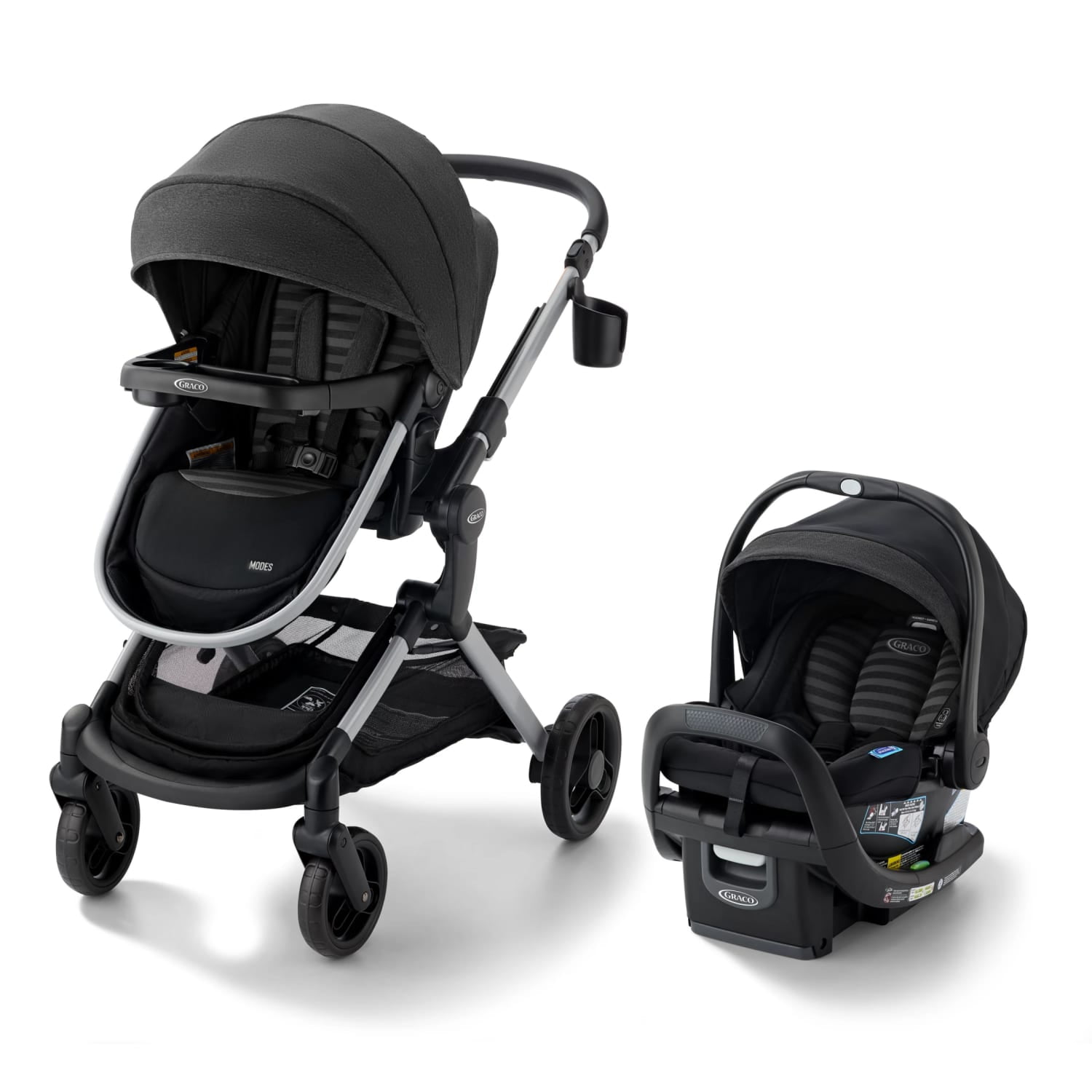Graco Modes Nest DLX 3-in-1 Travel System, Raven, Black