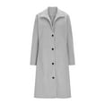 thumbnail image 6 of Women's Lapel Long Trench Coat Casual Single Breasted Wool Blend Pea Coat Fall Winter Lightweight Overcoat Elegant Outerwear with Pockets, 6 of 6
