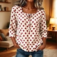 thumbnail image 2 of Fewfanhot Womens Tops 3/4 Length Sleeve with Button Casual V Neck Summer Outfits Fall Fashion Spring Clothes, 2 of 6