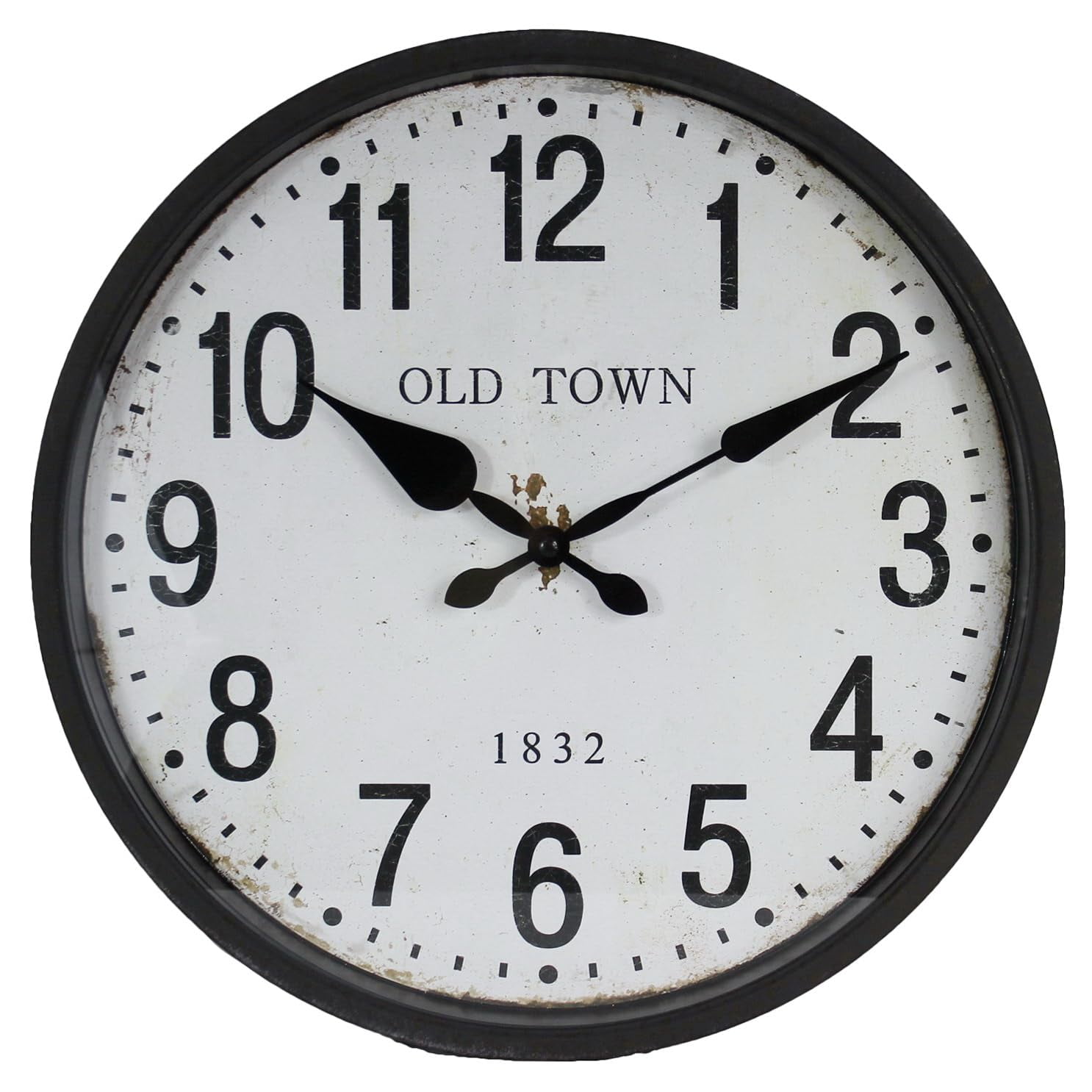 15 Inch Vintage Wall Clock Old Town Classic Style Black White Dial