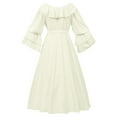 thumbnail image 3 of Busydd Fashion Women Solid Color Style Doll Collar Long Sleeves High Waist Long Dress M, 3 of 8