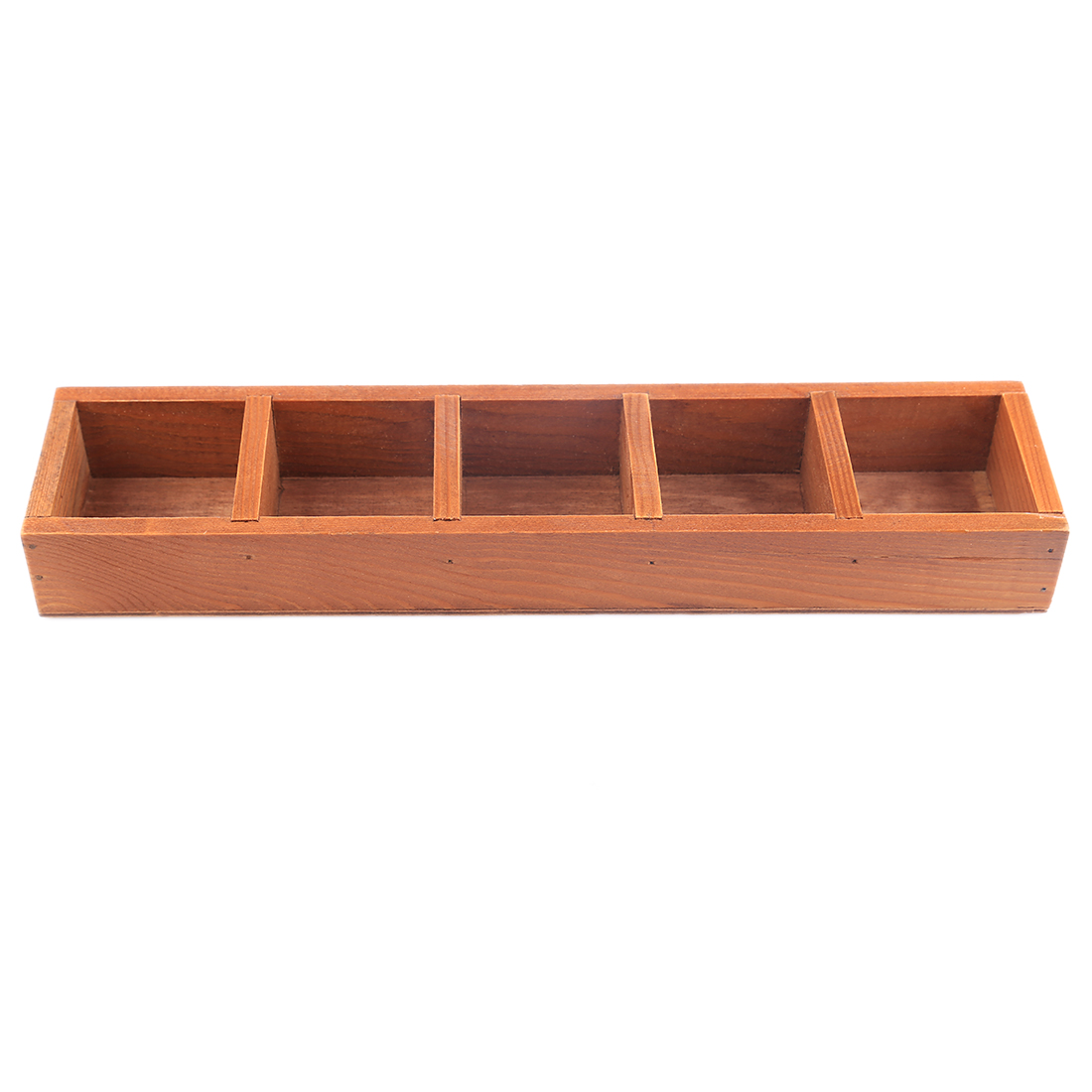 5Vertical Slots Wooden Drawer Organizer Flatware Tray Planting Storage Box Pen Pencil Holder