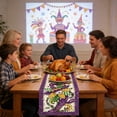 thumbnail image 6 of Iris Carnival Mardi Gras Table Runner, Durable Washable Fabric Material, Suitable for Kitchen Dining Table Decoration, Perfect for Indoor Party Home Use, Festive Table Cover, 72*13in, A, 6 of 7
