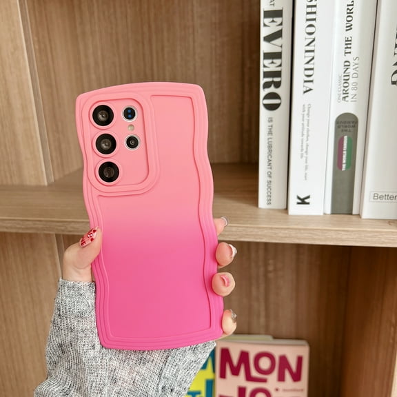 Designed for Samsung Galaxy S25 Ultra Case, Cute Gradient Color Case for Women & Men, Soft Silicone Shockproof, Support Wireless Charging Case for Samsung Galaxy S25 Ultra, Pink Rose