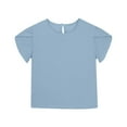 thumbnail image 2 of THDHVS Teen Girl Summer clothes Round Neck Solid Color Casual Short Sleeve Blue 12 Years, 2 of 7