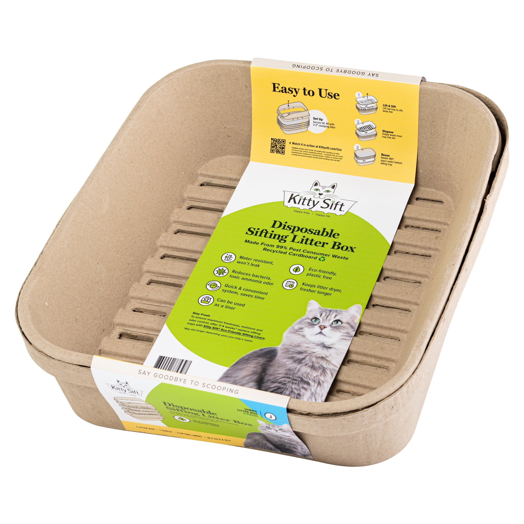 Kitty Sift Disposable Litter Box Jumbo for Cats (Pack of 6)
