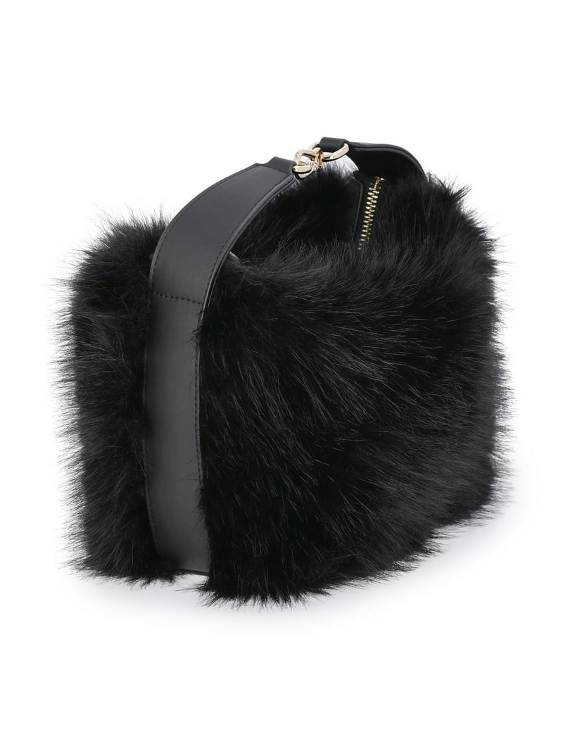 Scoop Women's Faux Fur Top Handle Mini Bag, Black - Walmart.com