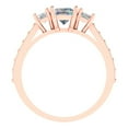thumbnail image 4 of 1.88 ct Emerald Cut Blue Moissanite 3 Stone 18K Rose Gold Womens Engagement Ring, 4 of 6