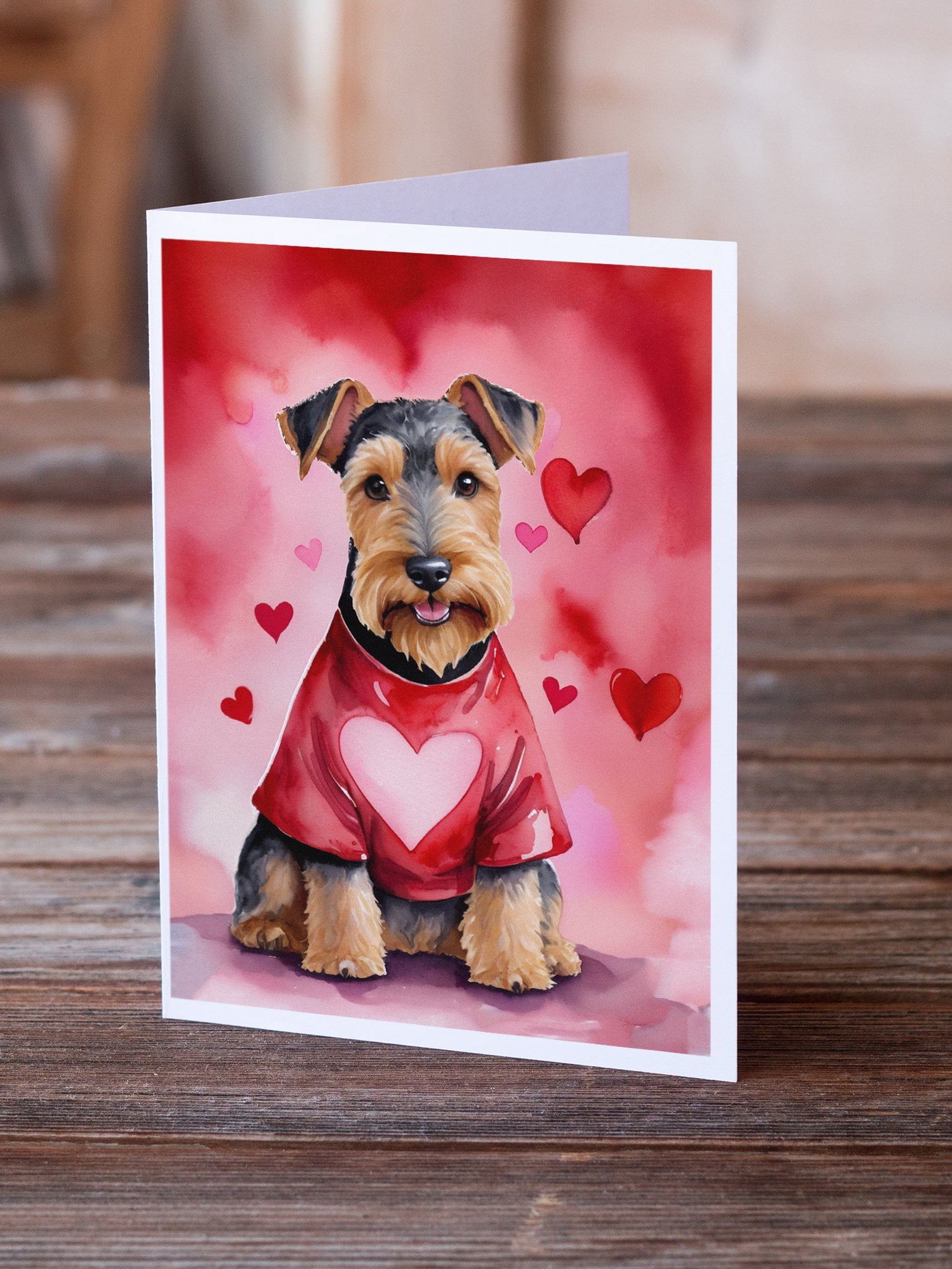 Welsh Terrier My Valentine Greeting Cards Pack of 8 7 in x 5 in