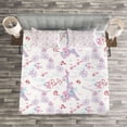 thumbnail image 3 of Ambesonne Vintage Quilted Bedspread Set 3 Pcs, Eiffel Tower and Flower, Queen Size, Pale Blue Pink and White, 3 of 3