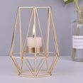 thumbnail image 4 of Candelabros de hierro dorado Candelabro geométrico Candelita de metal Taza de vela votiva Decoración del hogar Jumpingount JJ19971-03, 4 of 5