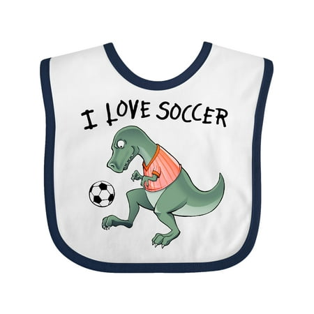 

Inktastic I Love Soccer-Dinosaur in Orange Gift Baby Boy or Baby Girl Bib