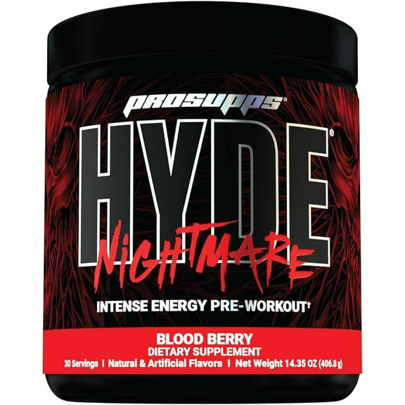 PROSUPPS Hyde Nightmare Pre-Workout Powder Energy Drink (30 Servings, Blood Berry)