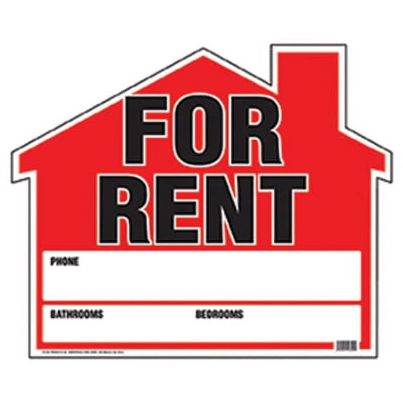 Hillman 840052 Sign English White For Rent 20" H X 24" W