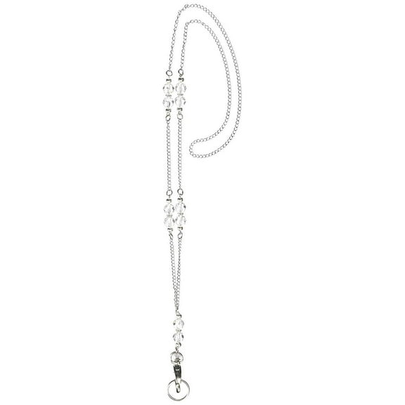 Hidden Hollow Beads Necklace, 34" ID Badge Holder, Women's Fashion (Beaded Chain Crystal Non Breakaway)