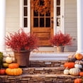 thumbnail image 4 of RECUTMS Faux Greenery Fake Lavender Fall Plants Fade Resistant Outdoor Flowers Faux Autumn Plants Fake Flowers Bulk Artificial Greenery Porch Fall Party Decor (Wine Red), 4 of 10