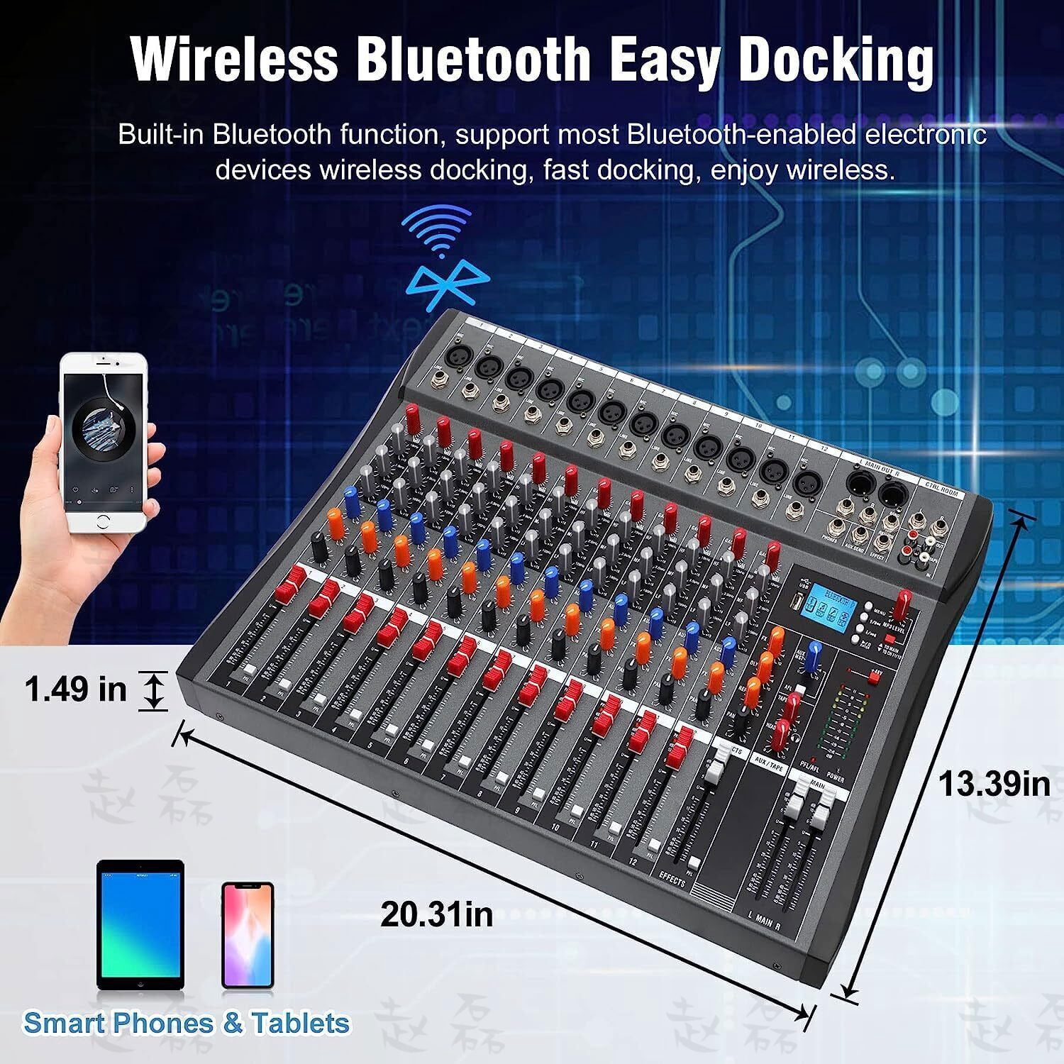Pro 12 Channel Professional Live Studio Audio Mixer Power Mixing Console Sound