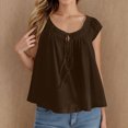 thumbnail image 2 of Htigea Clearance Women Summer Front Tank Tops Cap Sleeve Pleated Babydoll Tops Casual Loose Fit Going Out Flowy Shirt Today Deals Brown,S, 2 of 6