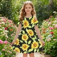 thumbnail image 5 of Delliss Girls Summer Dress Off Shoulder Floral A-line Sunflower Print Dress with Pocket 3-14 Years, 5 of 8
