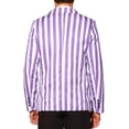 thumbnail image 3 of INSPIRE CHIC Men's Blazers Striped Pattern One Button Notach Lapel Collar Coat M Purple White, 3 of 6