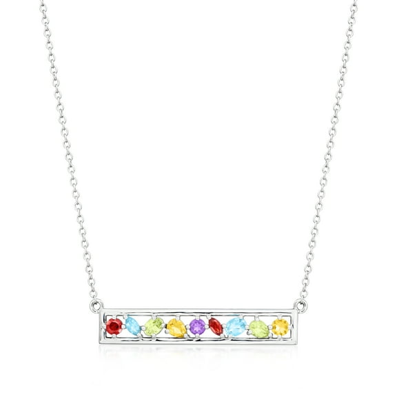 Ross-Simons 0.86 ct. t.w. Multi-Gemstone Bar Necklace in Sterling Silver, Women's, Adult