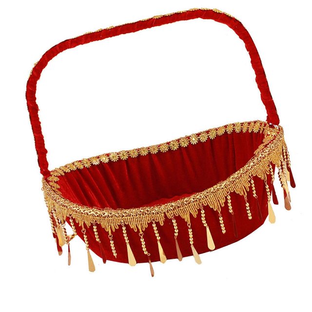 Elegant Wedding Flower Basket For Flower Girls Bridesmaids with Fringed Trimmed For Outdoor Ceremonies And Home Decors