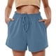 thumbnail image 1 of Pantalones cortos holgados de cintura alta para mujer, cómodos para las vacaciones de verano, con cordón en la cintura y color liso., 1 of 5