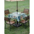 thumbnail image 3 of Outdoor Tablecloth with Umbrella Hole & Zipper, Teal Blue Seahorse Coastal Square Tablecloth 54x54 Inch, Nautical Beach Eucalyptus Coral Patio Table Cover Waterproof Table Cloth for Picnic/Party, 3 of 7