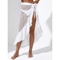 thumbnail image 3 of ZAFUL Women Leisure Flounces Tie Side Beach Checked Mesh Sarong White One Size, 3 of 7