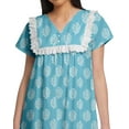 thumbnail image 3 of Moomaya Chemise de Nuit Imprimée à Manches Courtes pour Femmes Col en V en Coton, 3 of 5
