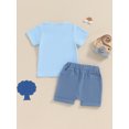 thumbnail image 3 of Suealasg Toddler Boys Clothes 6M 1T 2T 3T Short Sleeve Striped Print T-Shirt Tops and Drawstring Shorts Sets 2Pcs Baby Boy Summer Casual Outfits, 3 of 6