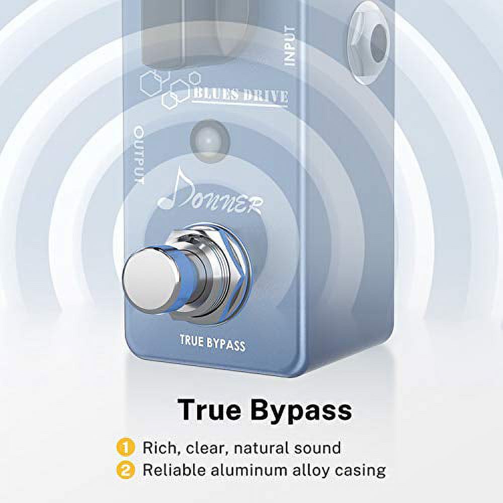 Donner Overdrive Guitar Effect Pedal, Blues Drive Vintage Overdrive Warm/Hot Modes True Bypass
