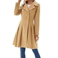 thumbnail image 4 of Felirenzacia Women’s Double-Breasted Wool Blend Long Coat with Lapel Collar, Mid-Length Camel Overcoat for Fall Winter, 4 of 6